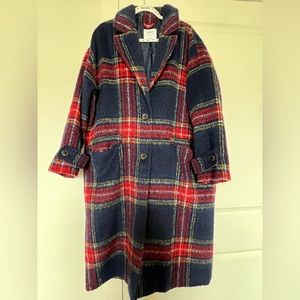 Vintage Plaid Navy coat. Old Navy.